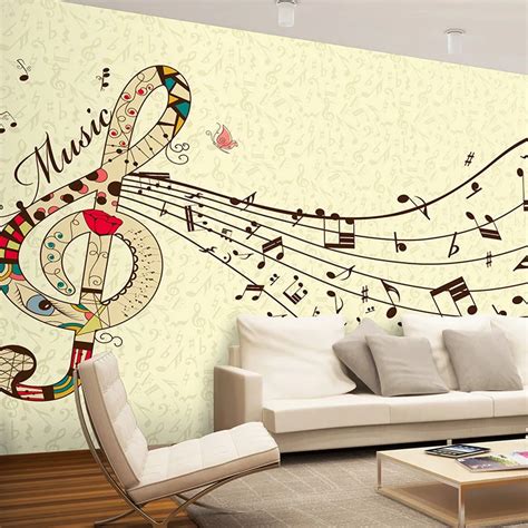 Photo Wallpaper Cartoon Music Notes Mural Nursery School Music Room