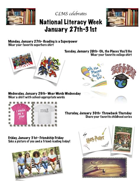 Literacy Week January 27th-January 31st | Crews Lake Middle School