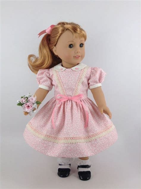 1950s American Girl 18 Inch Doll Clothes Pink Floral Dress Pinafore