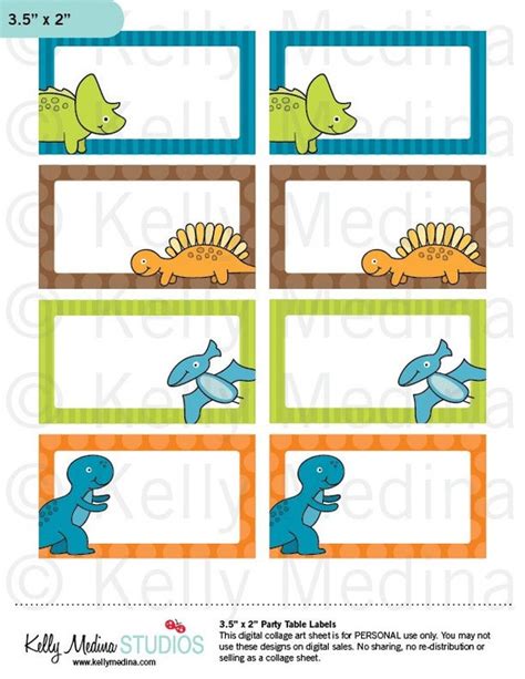 Items Similar To Dinosaurs Printable Labels Personal Use Table