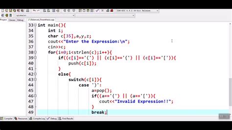 How To Check For Balanced Parenthesis In An Expression In C Youtube