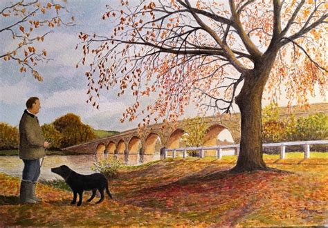 Autumn On Tyne Green Hexham My Watercolour Painting Richard Hart