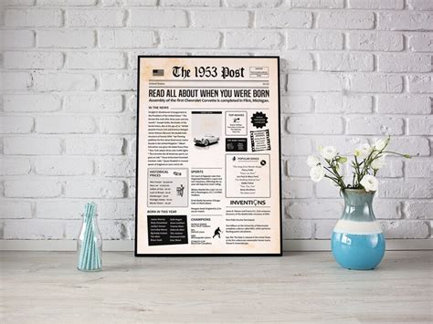 Th Birthday Newspaper Sign Th Birthday Gift For Men Or Women