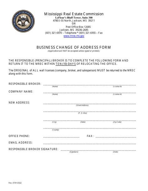 Mississippi Business Change Of Address Form Fill Out Sign Online And