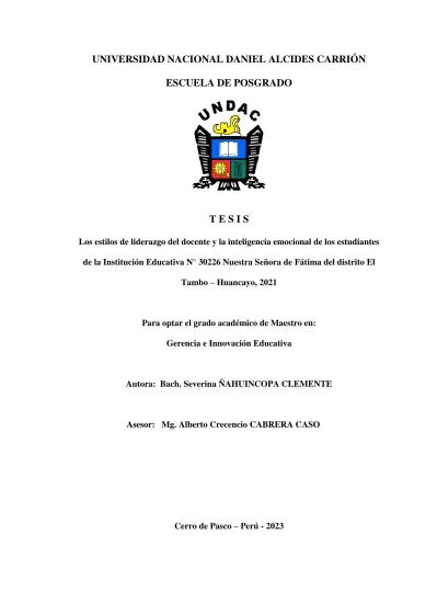 Los Estilos De Liderazgo Del Docente Y La Inteligencia Emocional De Los