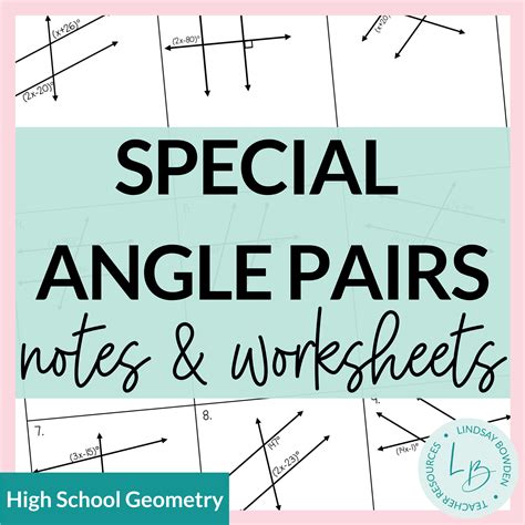 Special Angle Pairs Notes Lindsay Bowden Worksheets Library