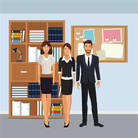 Premium Vector Business Characters In Office Scene