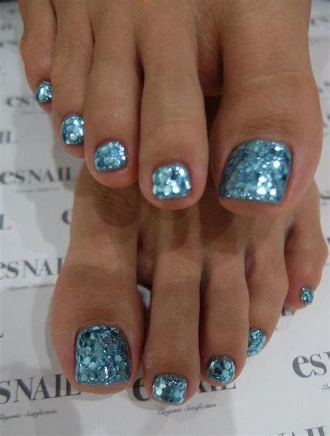 Blue Glitter Toe Nails Cute Toe Nail Designs Cutenails Glitter