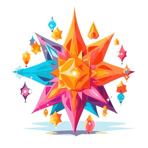 Parol Clipart Graphic Christmas Geometric Colorful Star Design Cartoon