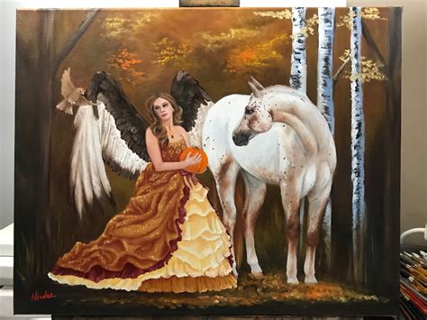 Original Oil Painting Angel Horse Nicolae Art Nicole Smith Etsy