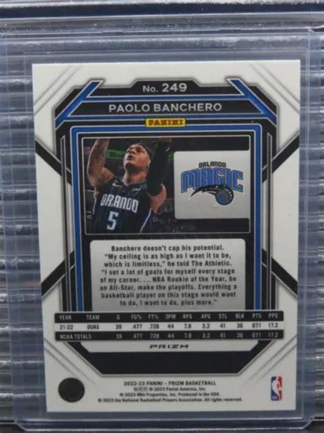 Panini Prizm Paolo Banchero Argent Prizm Recrue Rc Orlando