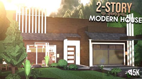 No Gamepass 2 Story Modern House 45k Roblox Bloxburg House Build