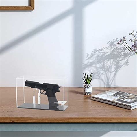 Qinry Gun Display Case Clear Adjustable Acrylic Pistol Box Handgun ...