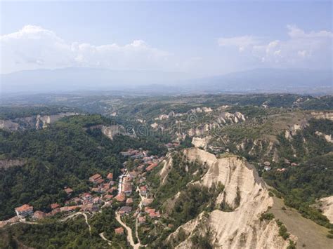 Aerial View of Melnik Sand Pyramids, Bulgaria Stock Photo - Image of ...