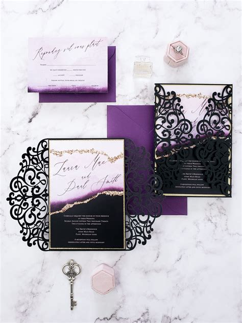 Purple And Gold Wedding Invitations