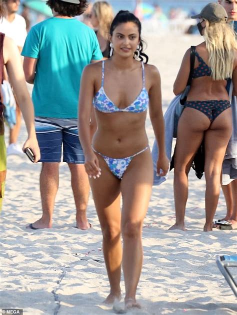 Camila Mendes Heats Up South Beach In A Floral Thong Bikini On The Set