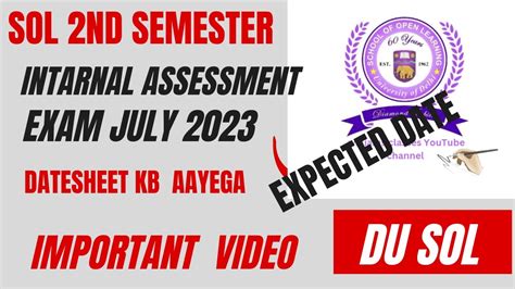 Du Sol Second Semester Internal Assessment July Nd Semester