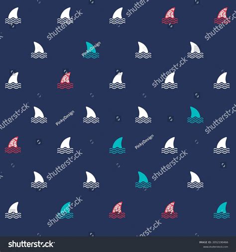 Shark Fin Pattern Colors Navy Background Stock Vector (Royalty Free ...