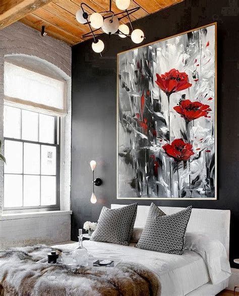 Large Black And White Oil Painting Abstract Paintings Poppy Etsy