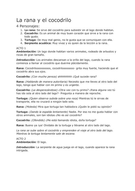 Documento Jklhmfgb Nhfkjgf La Rana Y El Cocodrilo Personajes