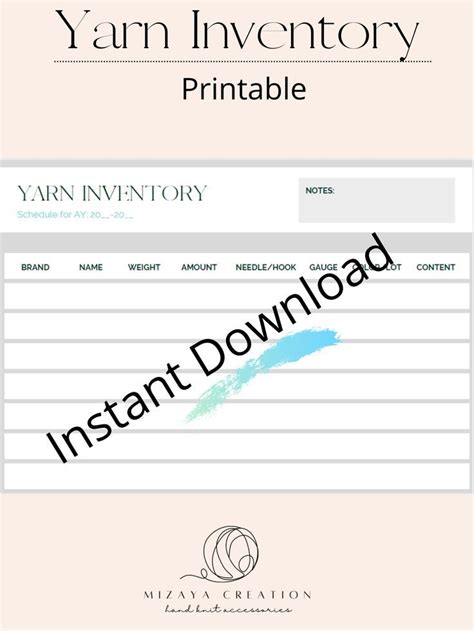 Printable Inventory Trackers To Keep Track Of Your Yarns Needles And