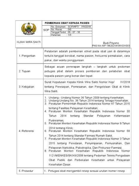 Sop Pemberian Obat Kepada Pasien Pdf