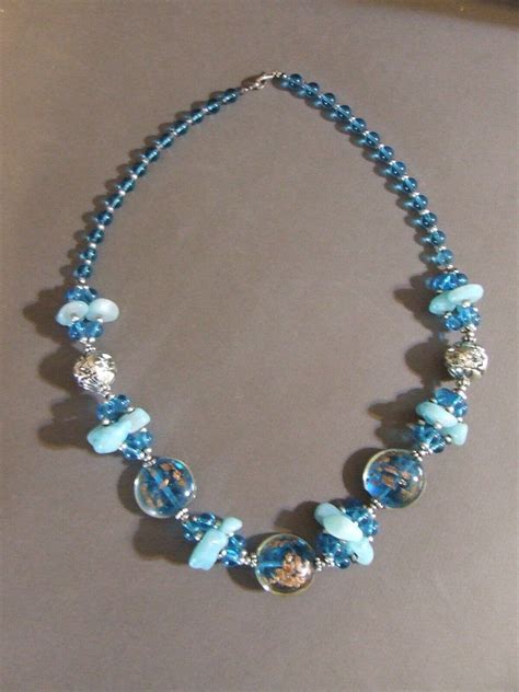 Vintage Chunky Retro Mod Boho Blue Foil And Stone Bea Gem