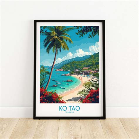 ko tao poster thailand vibrant travel decor  art world
