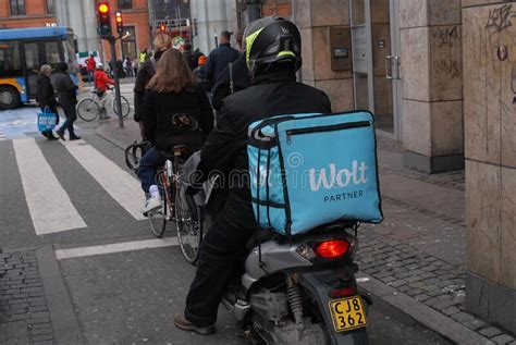 Wolt Food Delivery Man In Danish Capital Copenhagen Denmark Editorial