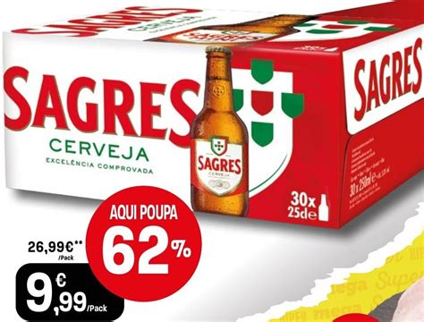 Promoção Cerveja Sagres 30 x 0 25L em Intermarché