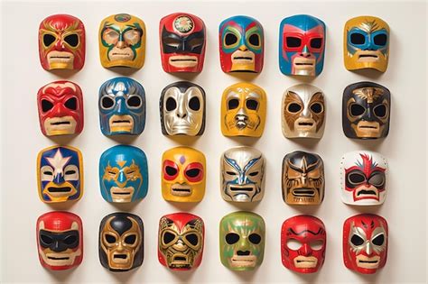 Premium AI Image | Lucha libre set of luchador mexican wrestling masks ...