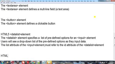 HTML Form Elements Input Element Select Element Visible Values Allow