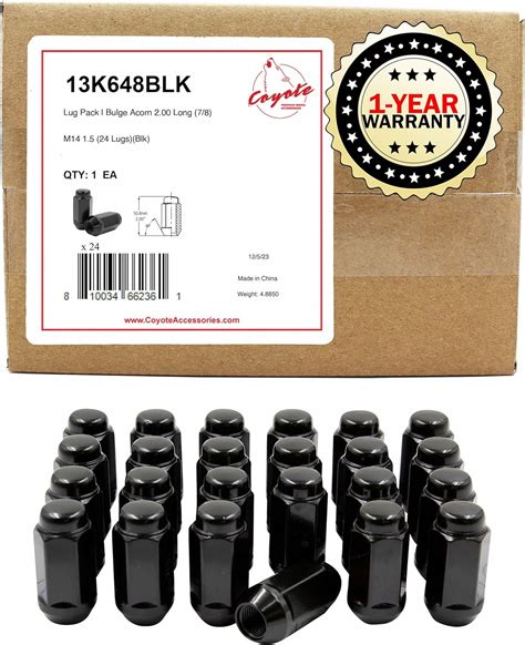 Wheel Accessories Parts 24 Pcs M14x15 14x15 Thread Bulge Acorn 200 Long Lug Nuts