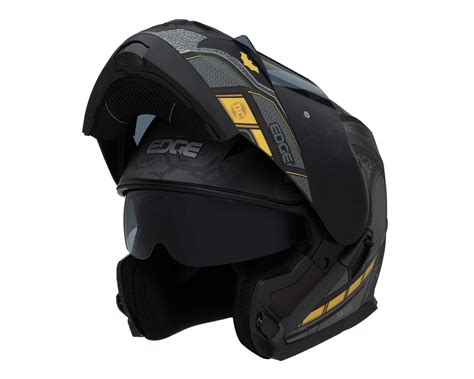 Casco Para Motociclista Edge Extragrande Doble Visor Negro