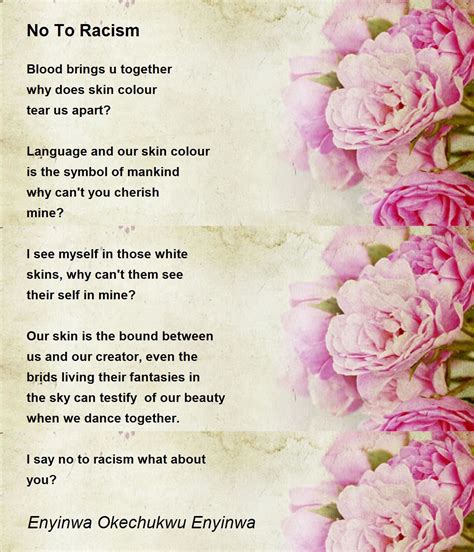 No To Racism No To Racism Poem By Enyinwa Okechukwu Enyinwa