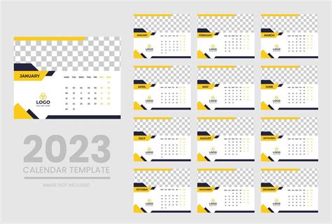 Ilustración Vectorial Del Año Calendario 2023 La Semana Comienza El