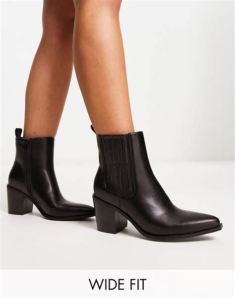 Glamorous Heeled Ankle Western Boots in Black | Lyst