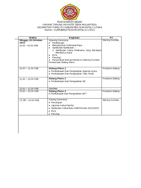 Agenda Acara Musyawarah Besar Kti Pdf