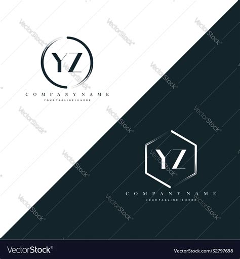 Initial Letter Yz Circle Brush Hexagon Brush Vector Image