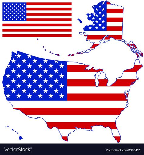 Silhouette Map And Flag Of The Usa Royalty Free Vector Image