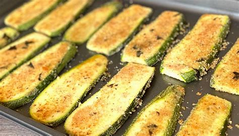 Cooked Zucchini Slices On A Baking Sheet Ready To Be Baked In The Oven