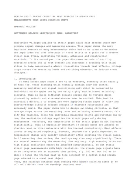 Strain Gauge Heating Effects – Signal Conditioning Techniques - Durham ...