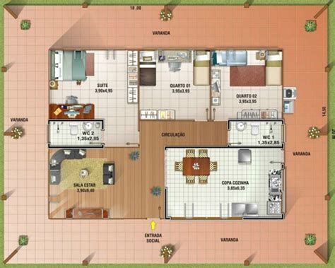 Plano De Casa Peque A De Un Piso Con Tres Dormitorios Guest House Plans