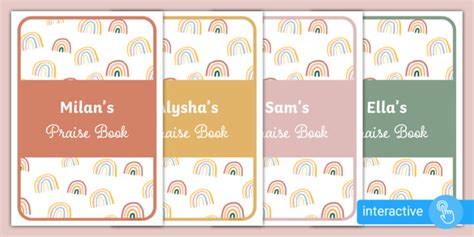 Muted Rainbow Themed Editable Praise Book Cover