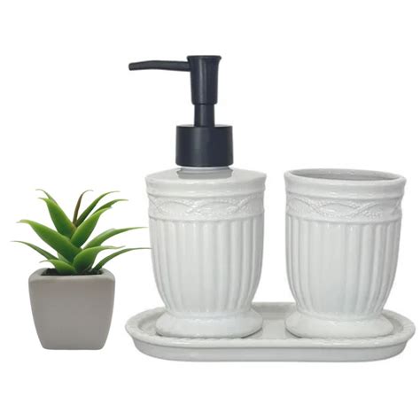 Kit Lavabo Banheiro 3 Peças Greece Vasinho C Suculenta Shopee Brasil