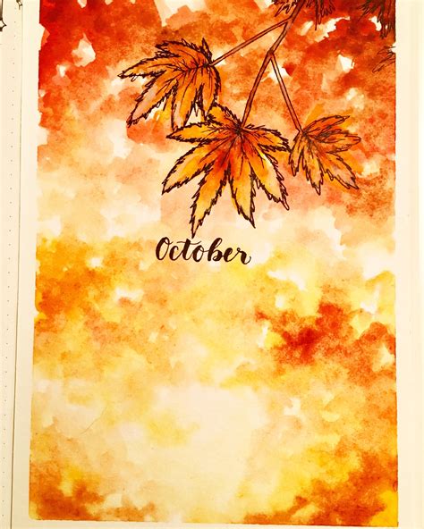 A simple cover page for October inspired by autumn leaves : r/bulletjournal