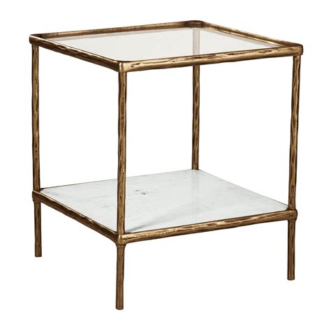 Belfort Select Ryandale 925149459 Accent Table In Antique Brass Finish With Marble Shelf