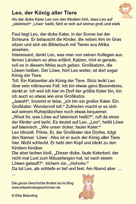 Leo Der König Aller Tiere Elkes Kindergeschichten Geschichten Für Kinder Kindergeschichten