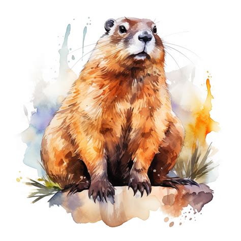 Premium Ai Image There Is A Watercolor Painting Of A Groundhog