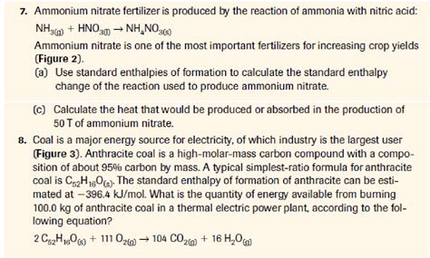 Solved 7 Ammonium Nitrate Fertilizer Is Produced By Th